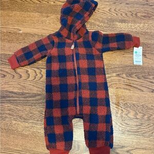 Carter's Red and Navy Plaid Footie